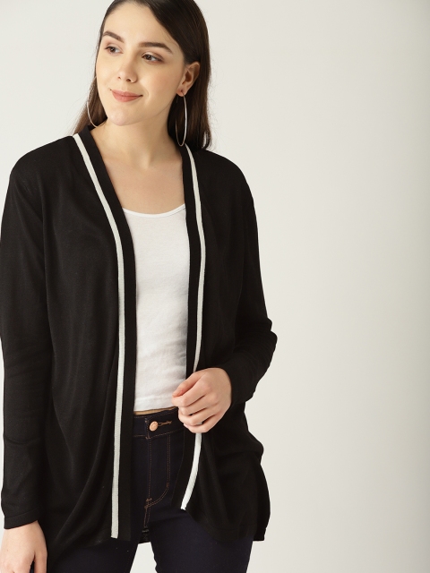 

Allen Solly Woman Women Black Solid Open Front Winter Shrug