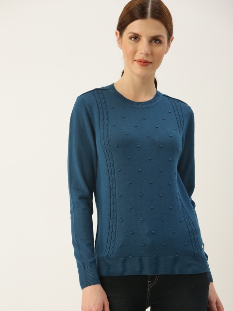 

Allen Solly Woman Women Teal Blue Self Design Sweater