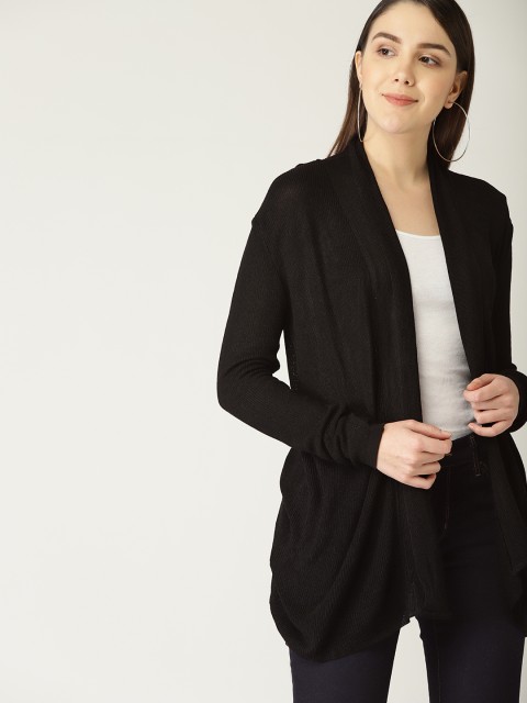 

Allen Solly Woman Women Black Solid Open Front Winter Shrug
