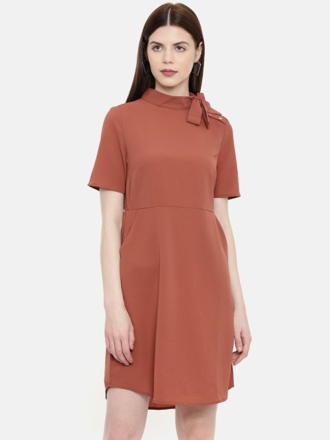

Vero Moda Women Rust Brown Solid A-Line Dress