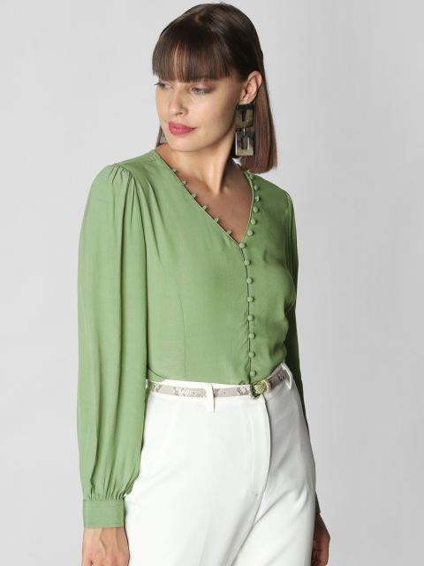 

Vero Moda Women Green Solid Top