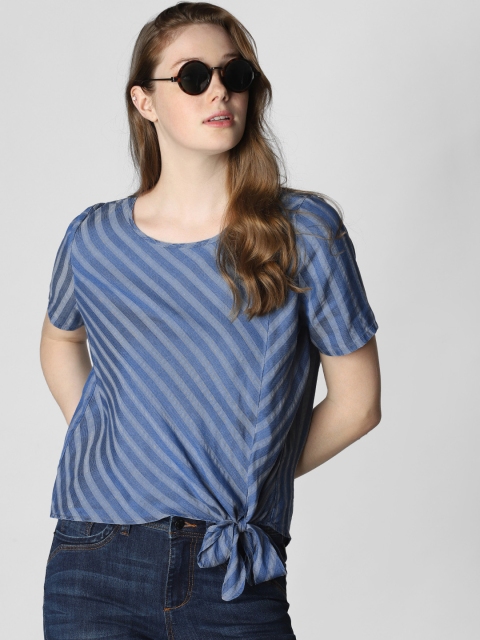 

Vero Moda Women Blue & Grey Striped Top
