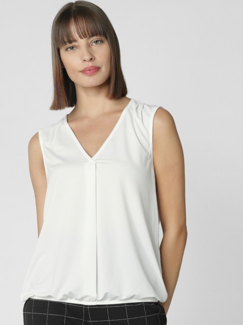 

Vero Moda Women White Solid Blouson Top