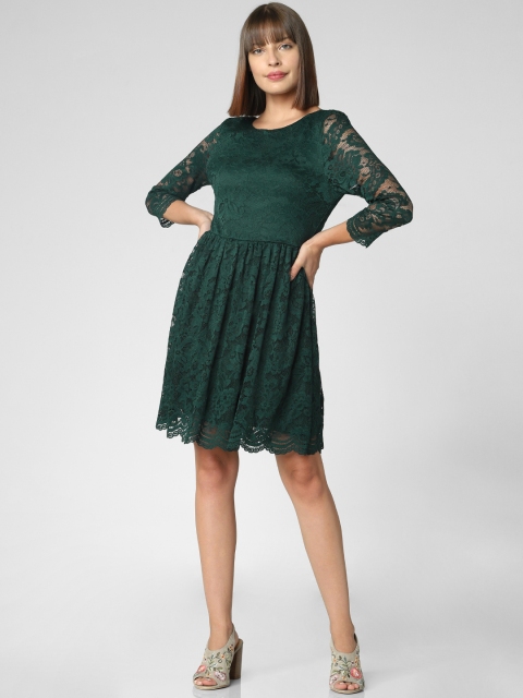 

Vero Moda Women Green Self Design Fit and Flare Dress