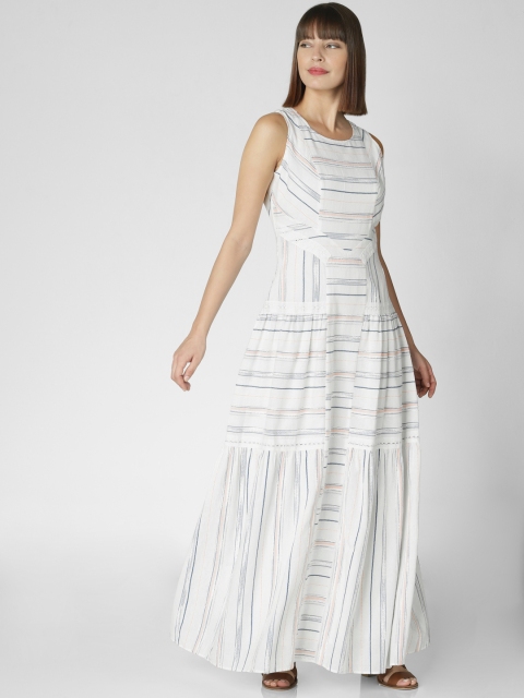 

Vero Moda Women Striped White & Blue Maxi Dress