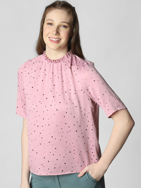 

Vero Moda Women Pink Printed Boxy Top