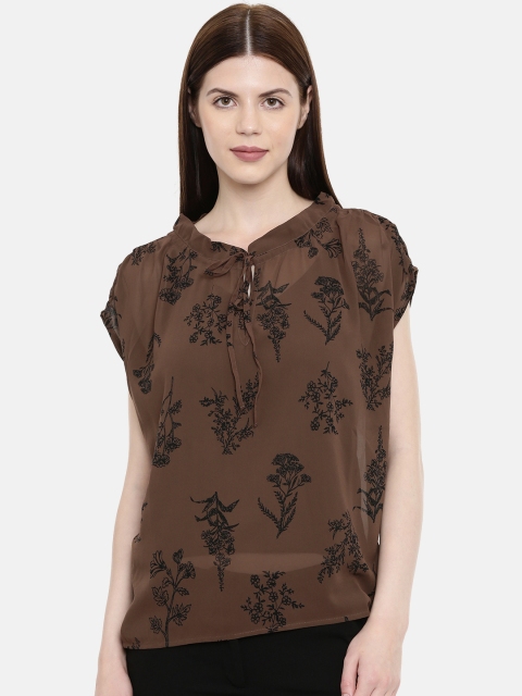 

Vero Moda Women Brown Floral Print Boxy Top