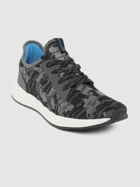 

Jack & Jones Men Black & Grey Camouflage Print Sneakers