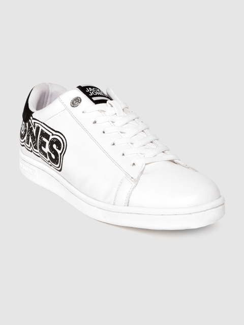 

Jack & Jones Men White & Black Printed Detail Sneakers