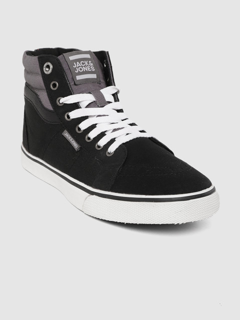 

Jack & Jones Men Black Solid Mid-Top Sneakers