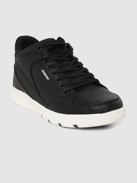 

Jack & Jones Men Black Perforated Mid-Top Sneakers