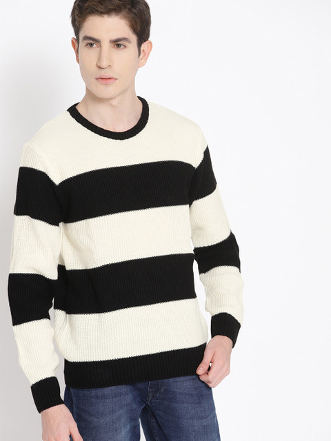 

Harvard Men Off-White & Black Striped Sweater