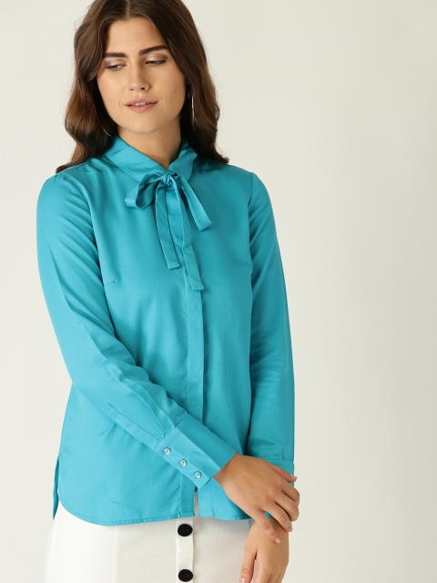 

United Colors of Benetton Women Blue Regular Fit Solid Casual Shirt