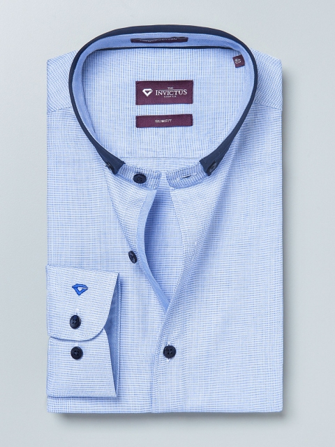 

INVICTUS Blue & White Checked Slim Fit Formal Shirt