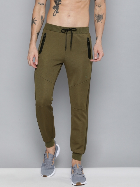 

HRX by Hrithik Roshan Men Olive Green Self Design Slim Fit Rapid Dry Running Joggers