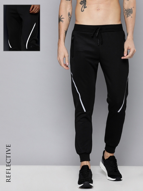 Men Black Slim Fit Solid Rapid Dry Active Running Joggers