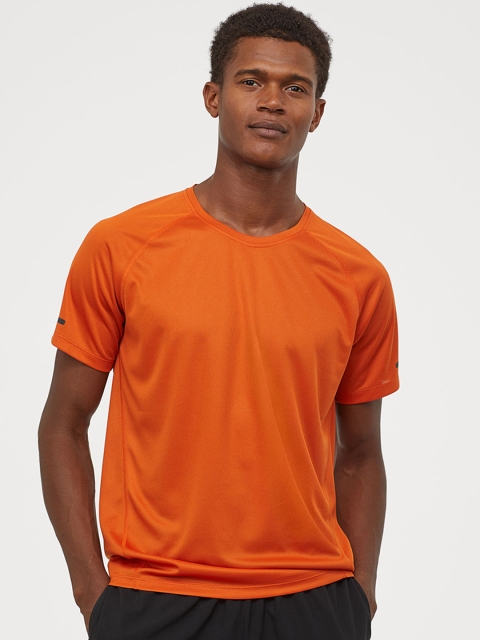 

H&M Men Orange Solid Short-Sleeved Running T-shirt