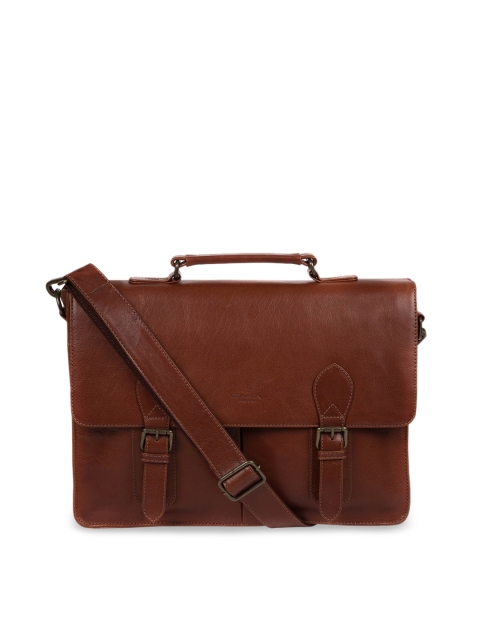 

PURE LUXURIES LONDON Men Brown Conkca Collection Genuine Leather Scolari Laptop Bag