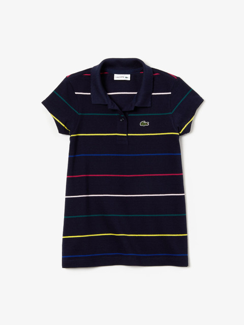 

Lacoste Girls Navy Blue Striped Polo Collar T-shirt