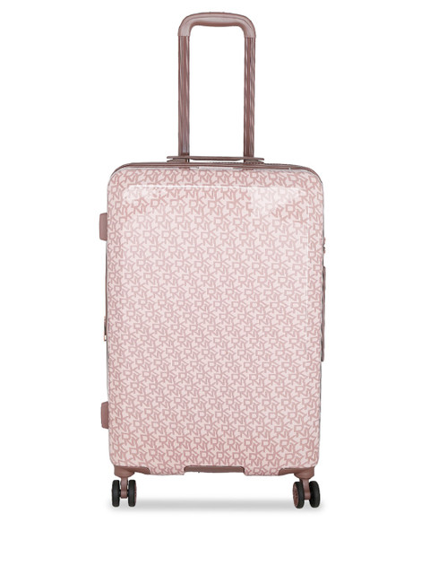 

DKNY Unisex Rose-Coloured Printed Vintage Signature Hard-Sided Large Trolley Suitcase