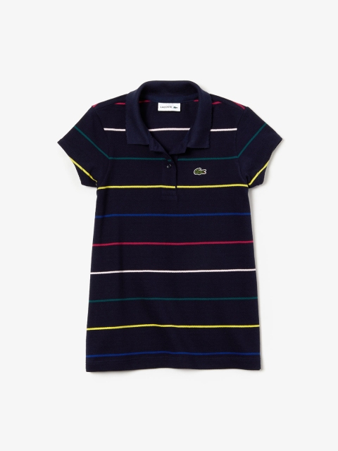 

Lacoste Girls Navy Blue Striped Polo Collar T-shirt