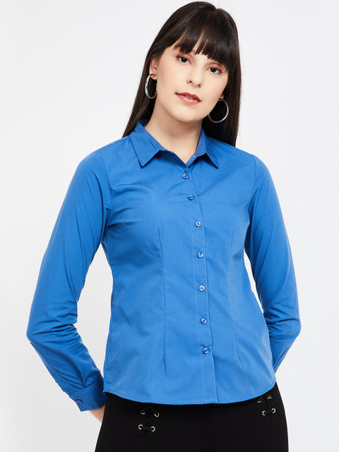 

CODE by Lifestyle Women Blue Regular Fit Solid Casual Shirt