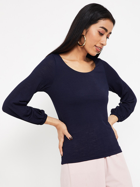 

CODE by Lifestyle Women Navy Blue Solid Top