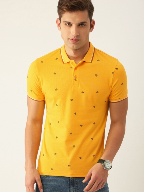 

United Colors of Benetton Men Yellow Printed Polo Collar T-shirt
