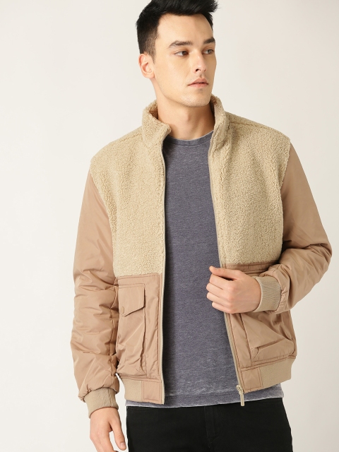

United Colors of Benetton Men Beige Solid Bomber Jacket