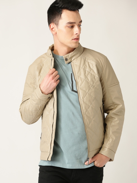 

United Colors of Benetton Men Beige Solid Quilted Jacket