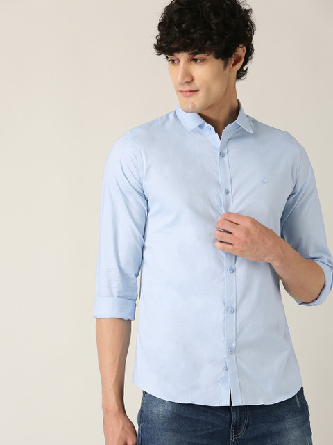 

United Colors of Benetton Men Blue Slim Fit Solid Casual Shirt