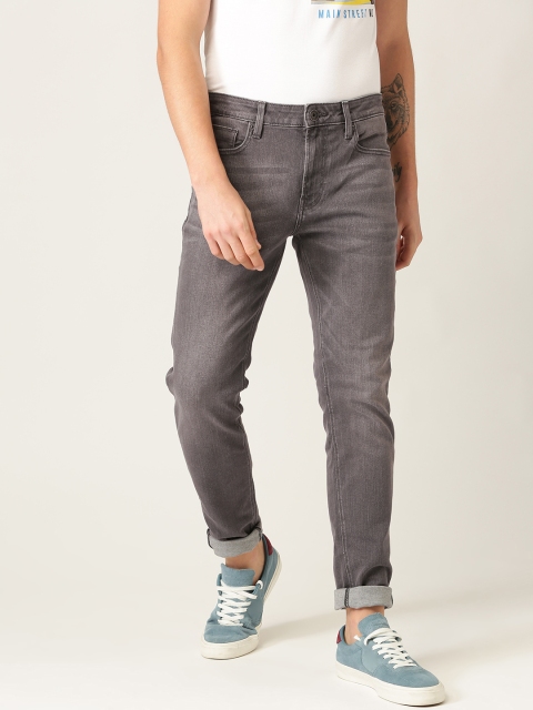

United Colors of Benetton Men Charcoal Grey Tapered Fit Mid-Rise Stretchable Jeans