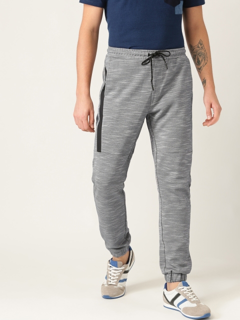 

Fitkin Men Grey Self Design Straight Fit Joggers
