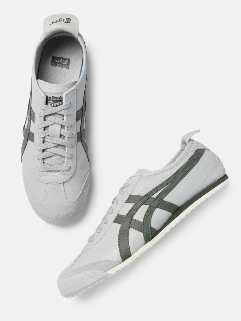 

Onitsuka Tiger Unisex Grey& Olive Green Leather Sneakers