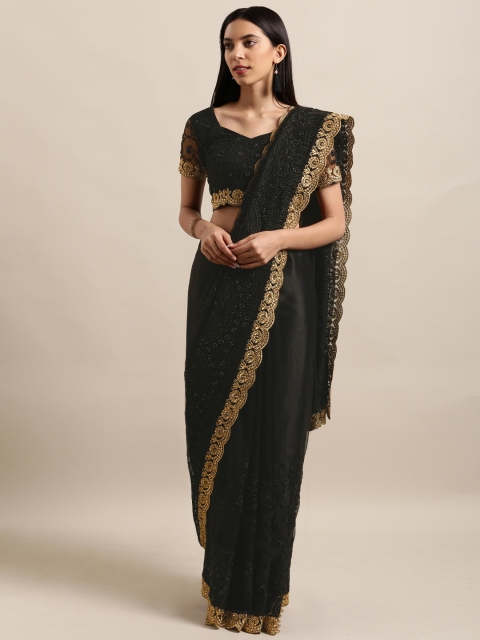 

Aasvaa Black Embroidered Net Saree