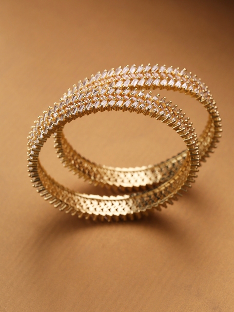 

Priyaasi Set of 2 Gold-Plated Stone-Studded Handcrafted Bangles