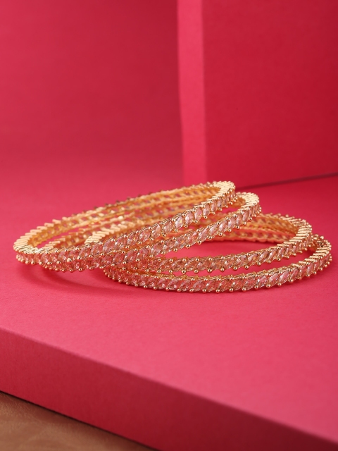 

Priyaasi Set of 4 Gold-Plated Stone-Studded Handcrafted Bangles