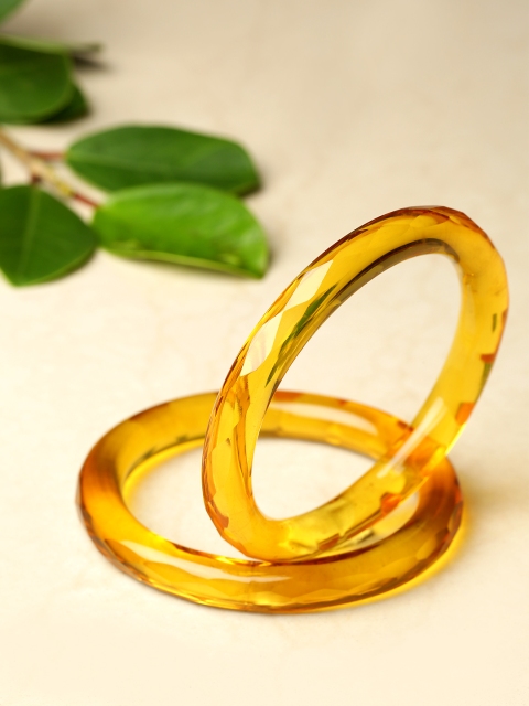

Priyaasi Set Of 2 Mustard Yellow Glossy-Finish Handcrafted Bangles