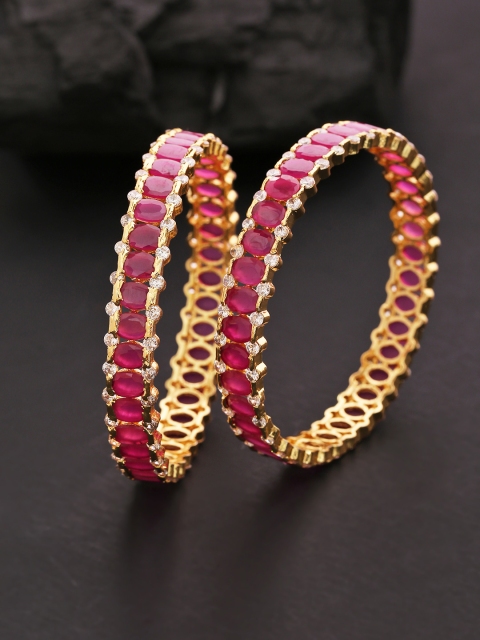 

Priyaasi Women Set of 2 Purple Gold-Plated Stone-Studded Handcrafted Bangles