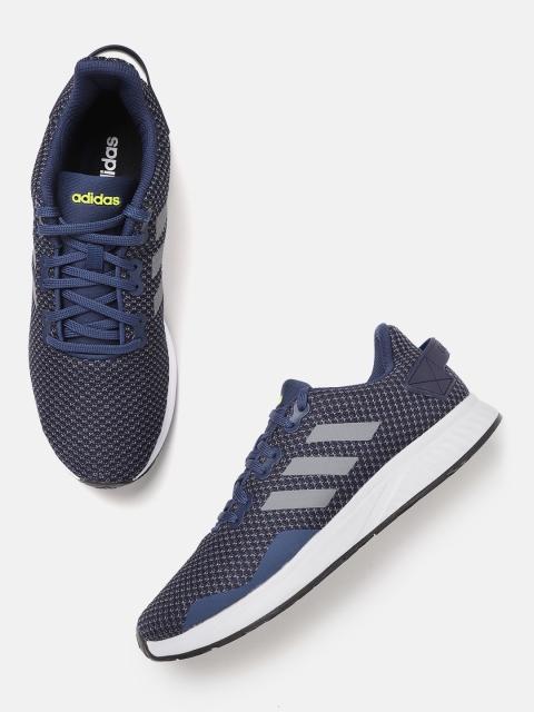 

ADIDAS Men Navy Blue & Grey SYAN Woven Design Running Shoes