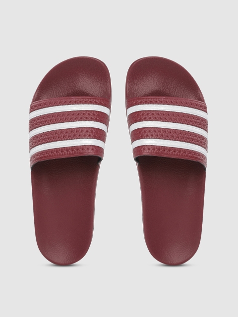 

ADIDAS Originals Men Burgundy & White Striped Sliders