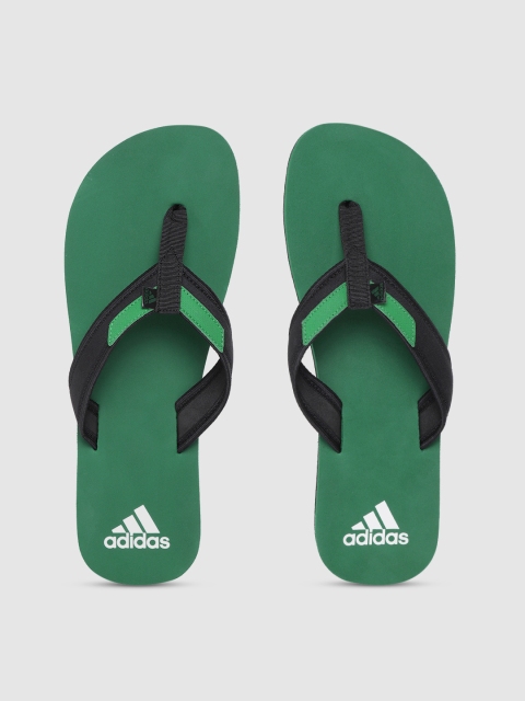 

ADIDAS Men Black & Green Solid Thong Flip-Flops