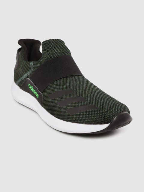 

ADIDAS Men Olive Green & Black Zelt 2.0 SL Woven Design Slip-On Running Shoes