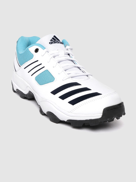 

ADIDAS Men White & Blue Solid Hase Cricket Shoes