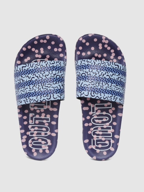 

ADIDAS Originals Women Blue & Pink Printed Sliders