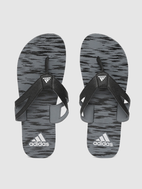 

ADIDAS Men Black & Charcoal Grey Ozor III Ms Printed Thong Flip-Flops