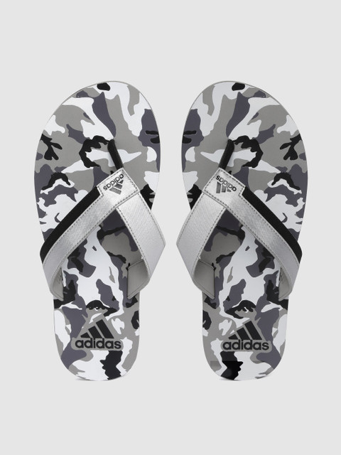 

ADIDAS Men Silver-Toned & Grey Printed Thong Flip-Flops