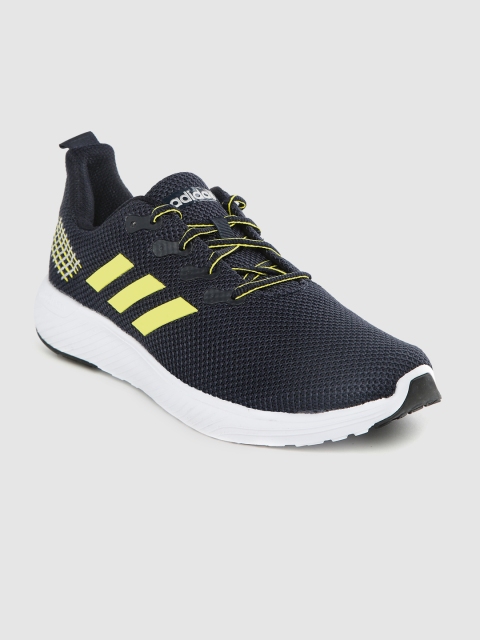 

ADIDAS Men Navy Blue Solid Flank Running Shoes, Black