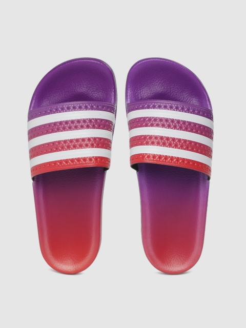 

ADIDAS Originals Women Purple & White Striped Sliders with Ombre Effect