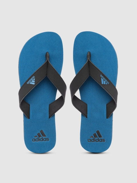 

ADIDAS Men Black & Blue Solid Thong Flip-Flops